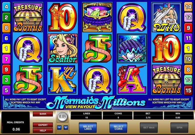 Microgaming Mermaids Millions Pokie Screenshot